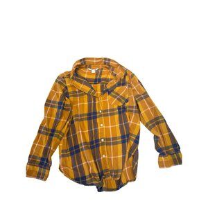 Old Navy The Classic Shirt Women's Size XL Plaid Flannel Grunge Yellow